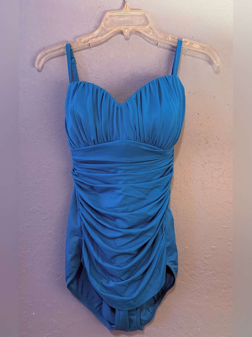 Miraclesuit 14 Rialto Electric Blue Ruched Tummy Control One Piece Swimsuit